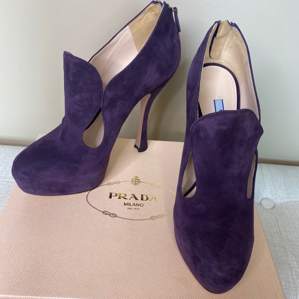 PRADA Suede Platform Dress Heel